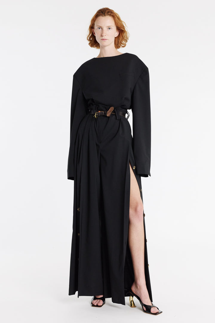 Full Split Wide Leg Trousers Black