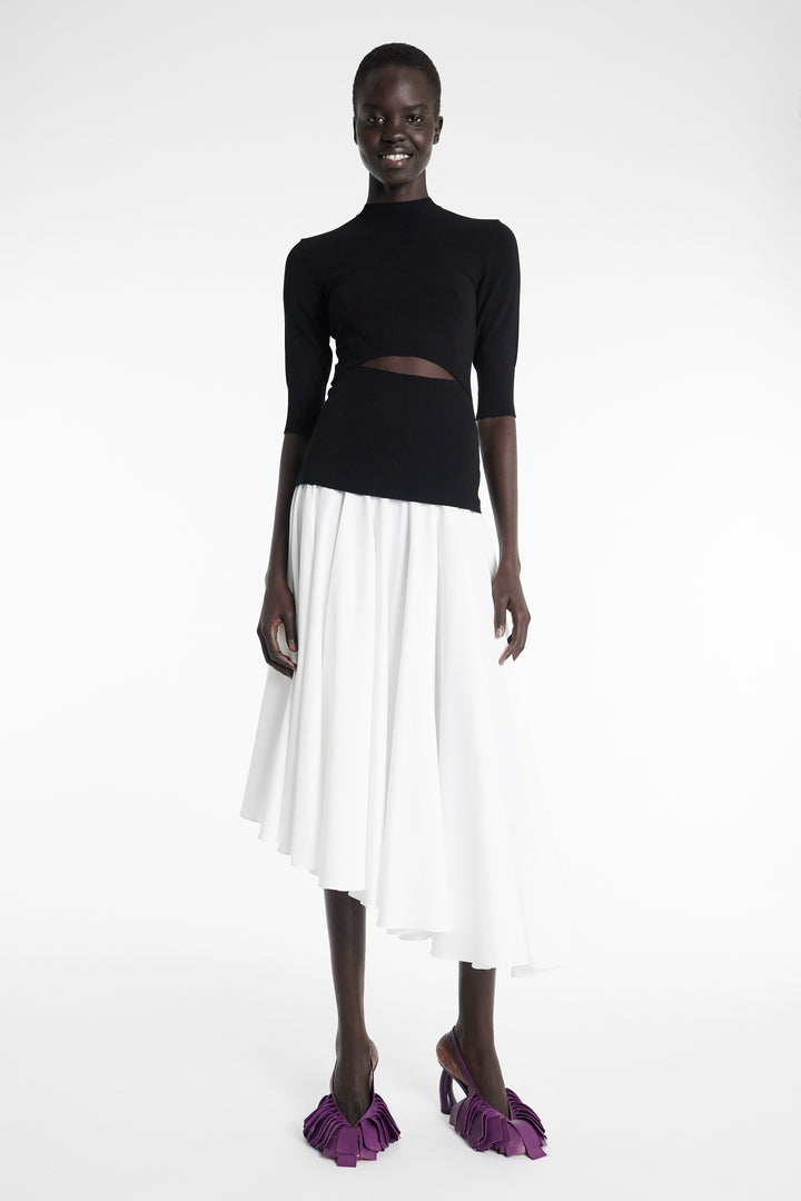 Knit Top Dress Black White