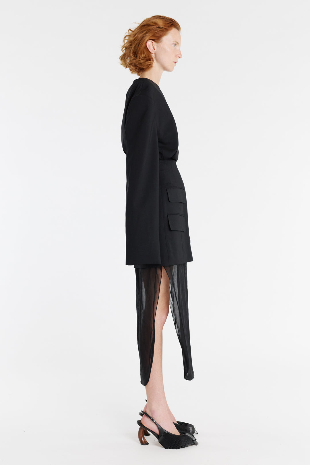 Basque Skirt With Organza Layer Black