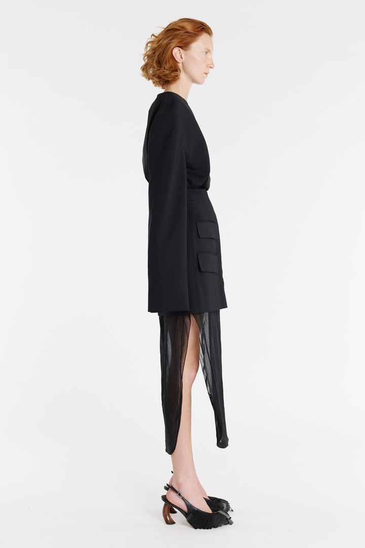 Basque Skirt With Organza Layer Black