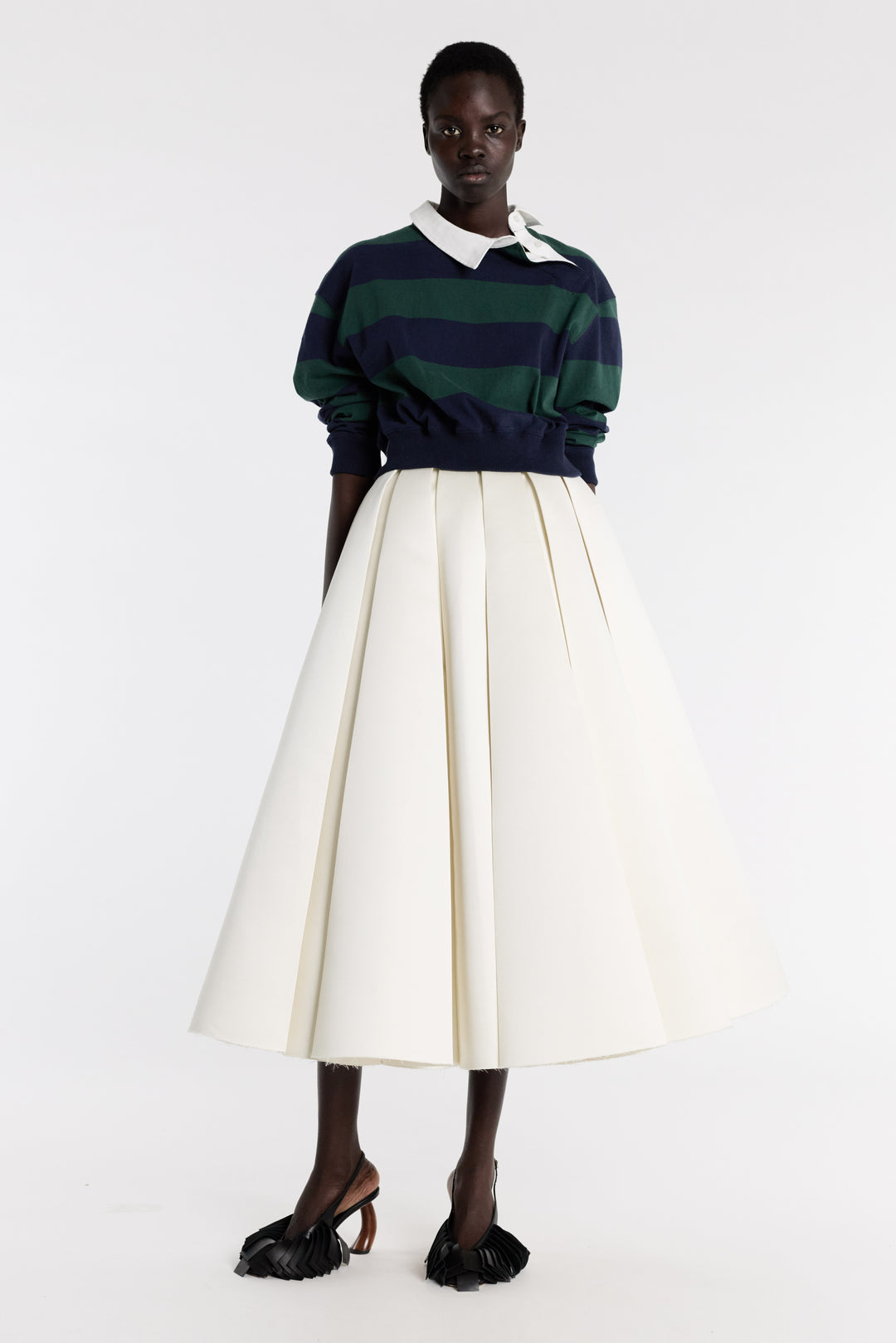 Satin Panelled Skirt Ivory