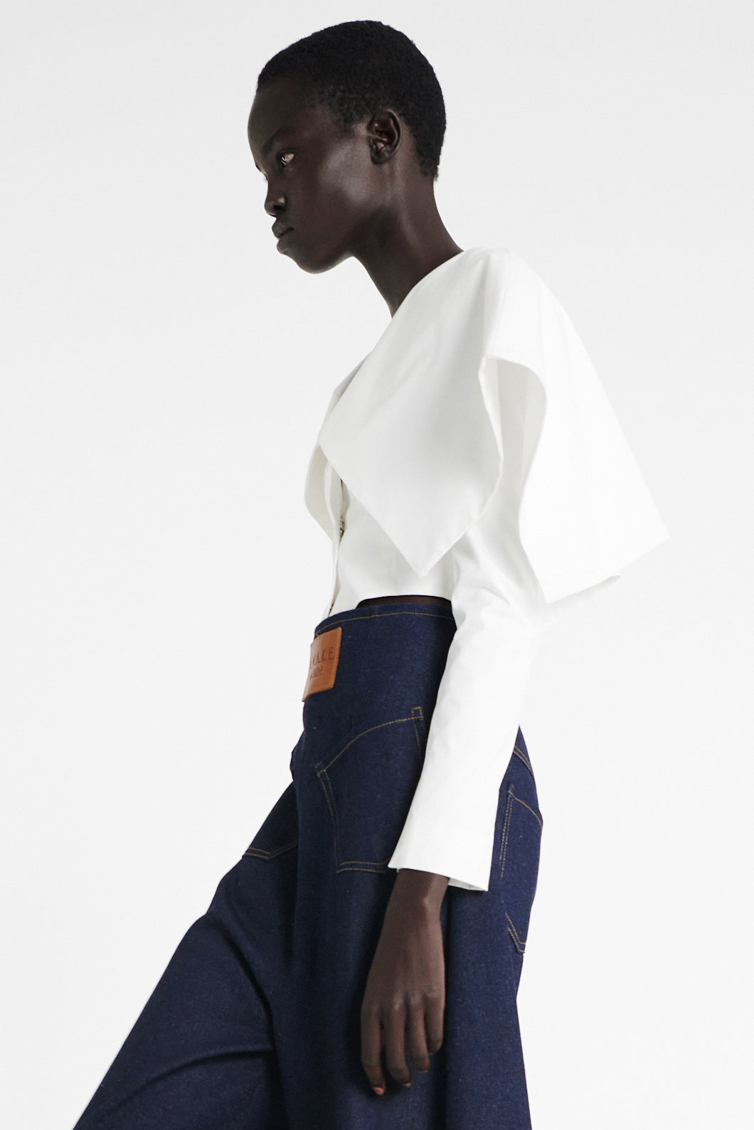 Cropped Jacket With Collar White