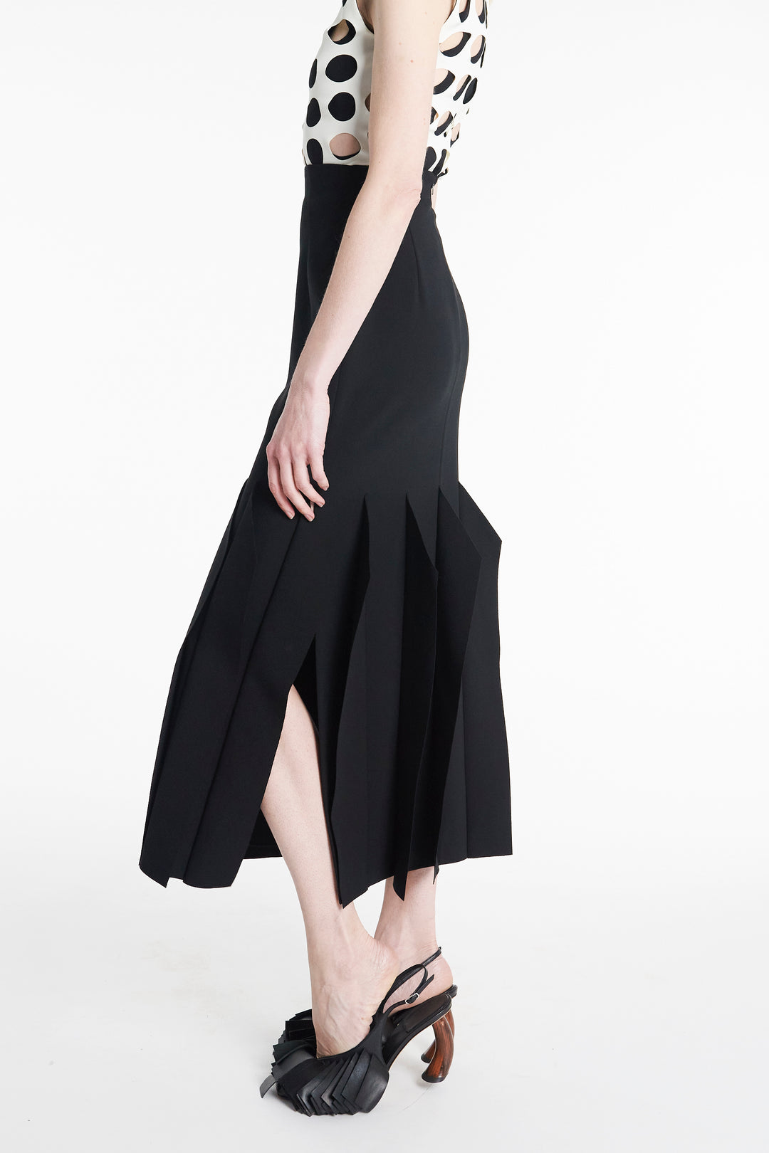 Midi Length Skirt With Hem Panel Detail Black