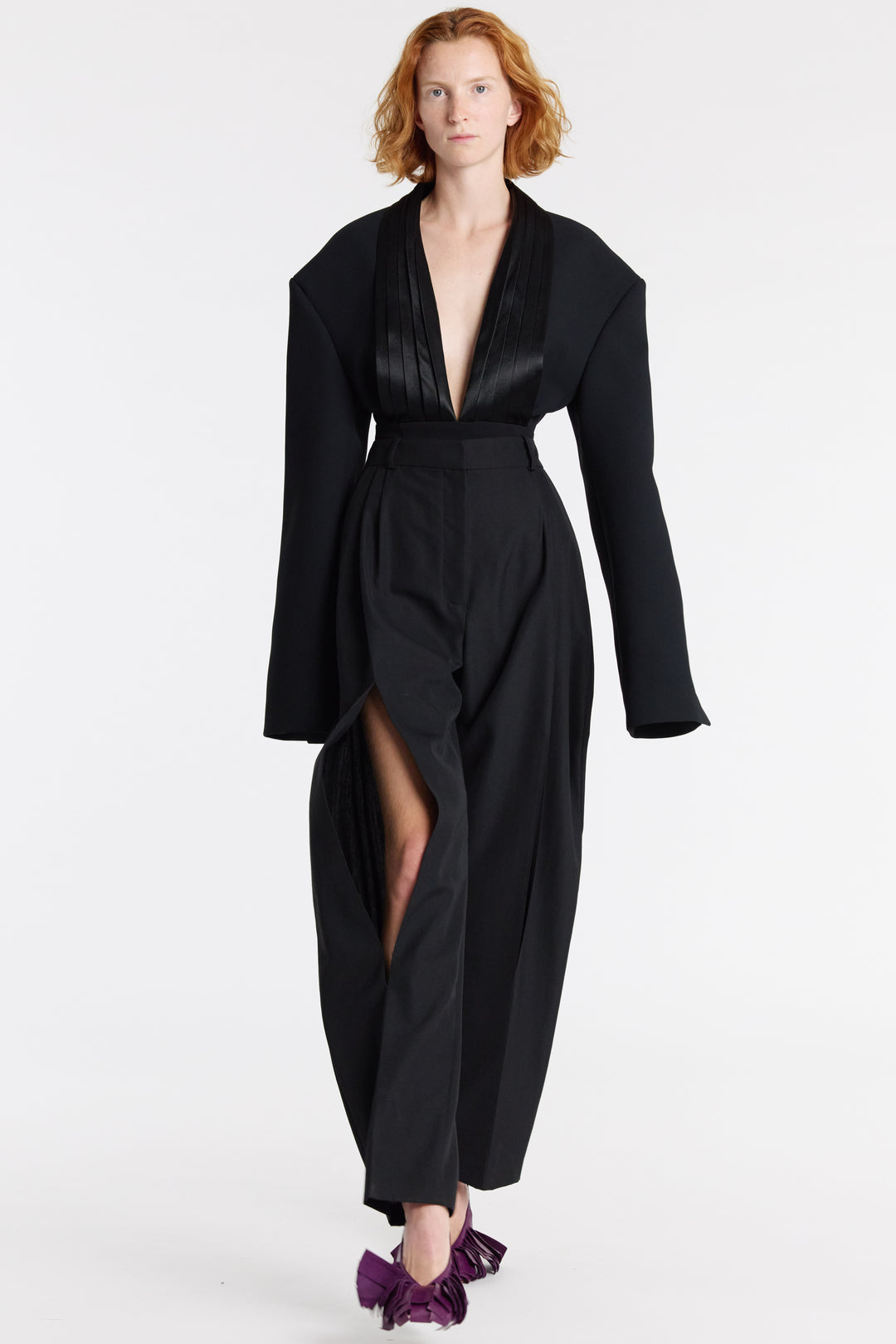 Trousers With Vertical Knee Slits Black