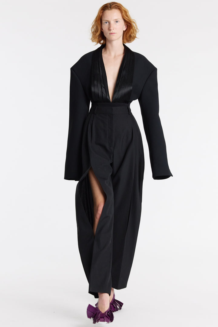 Trousers With Vertical Knee Slits Black