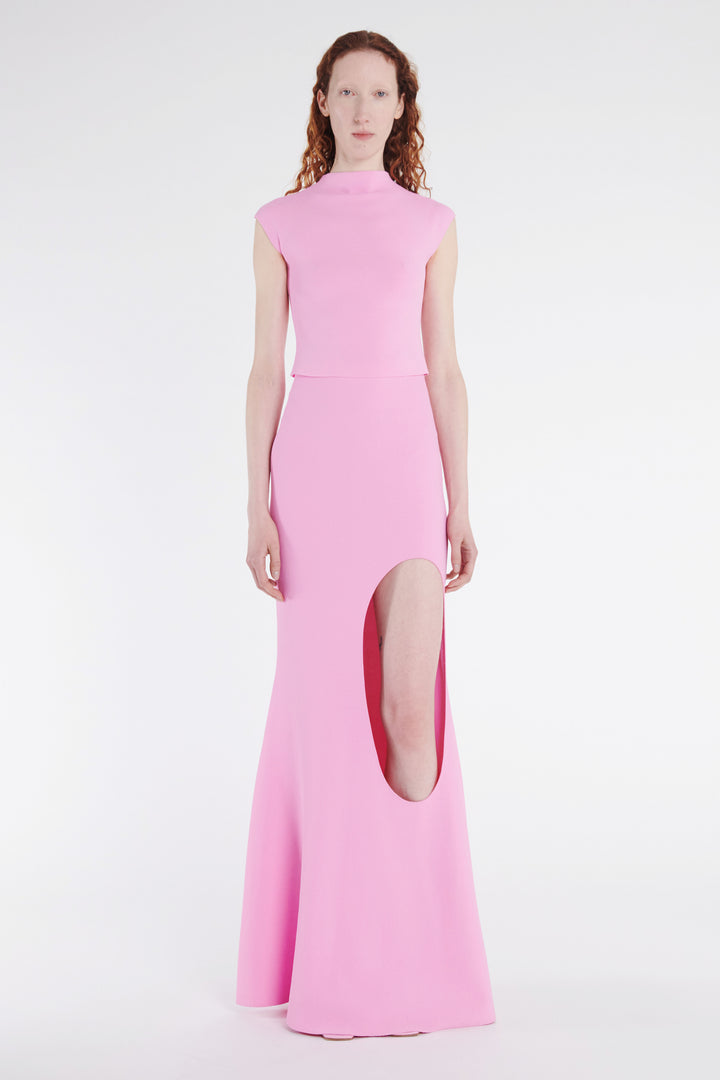 Knitted Flared Skirt With Cut Out Pink