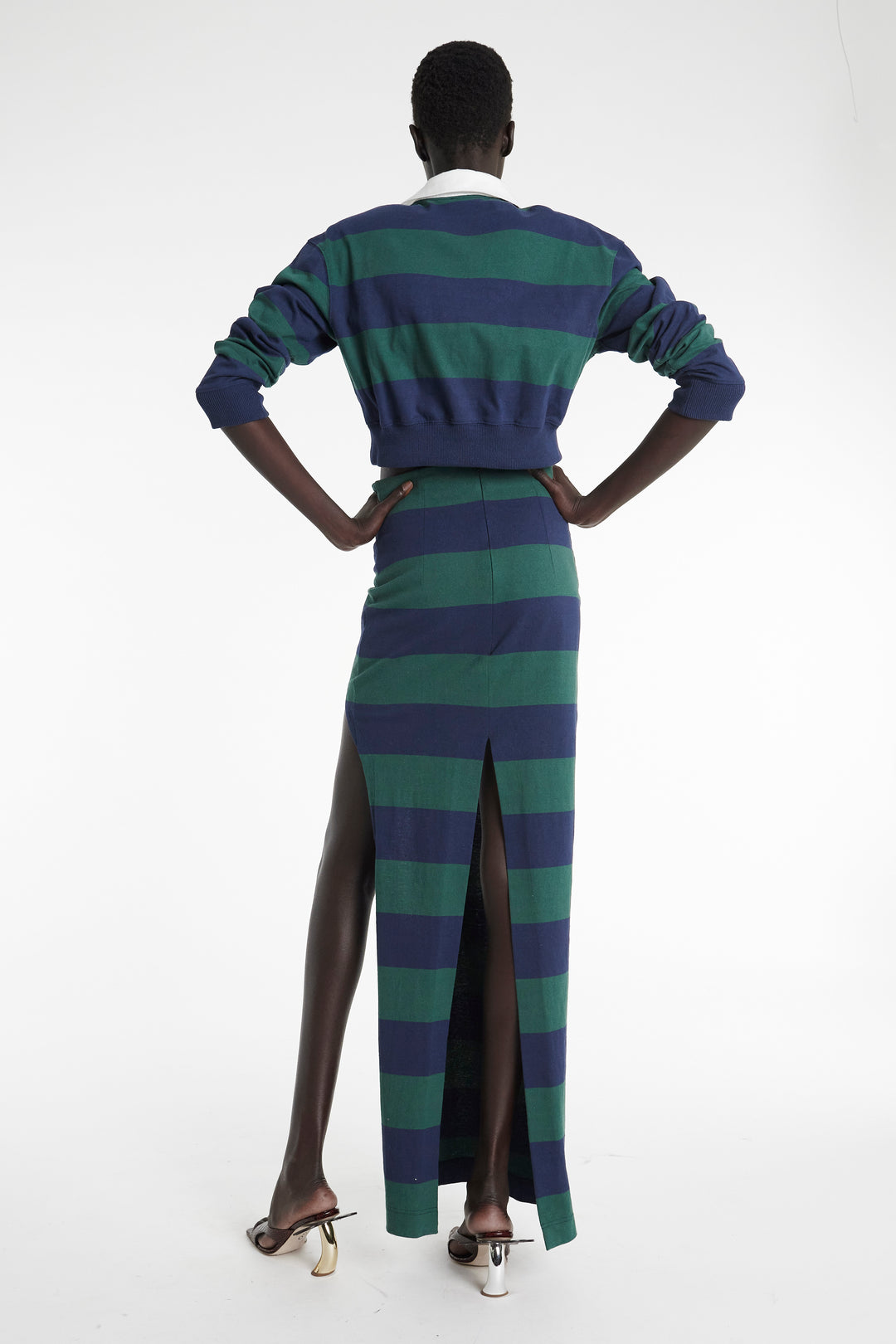 Pencil Skirt With Cut Out Emerald Green Navy