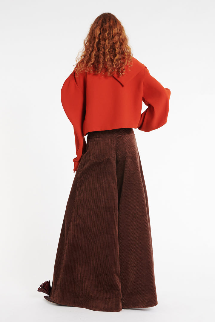 Draped Collar Top Terracotta