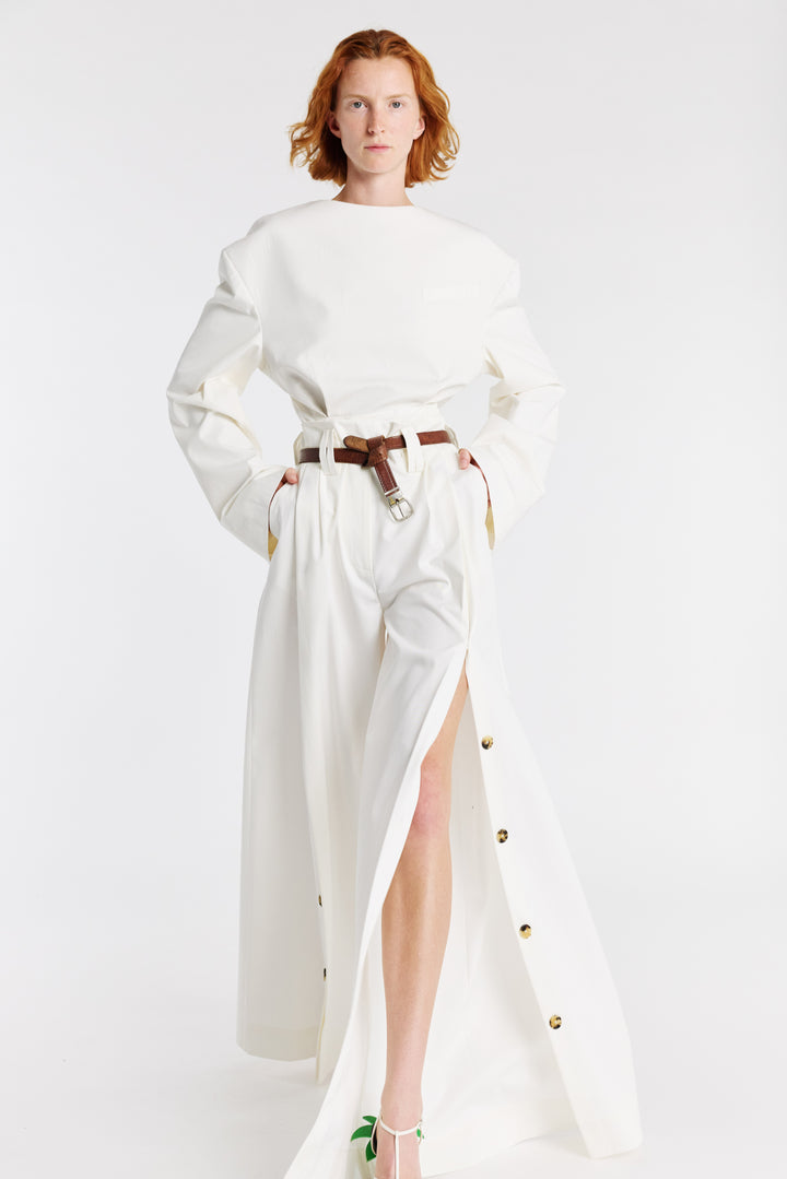 Full Split Wide Leg Trousers White