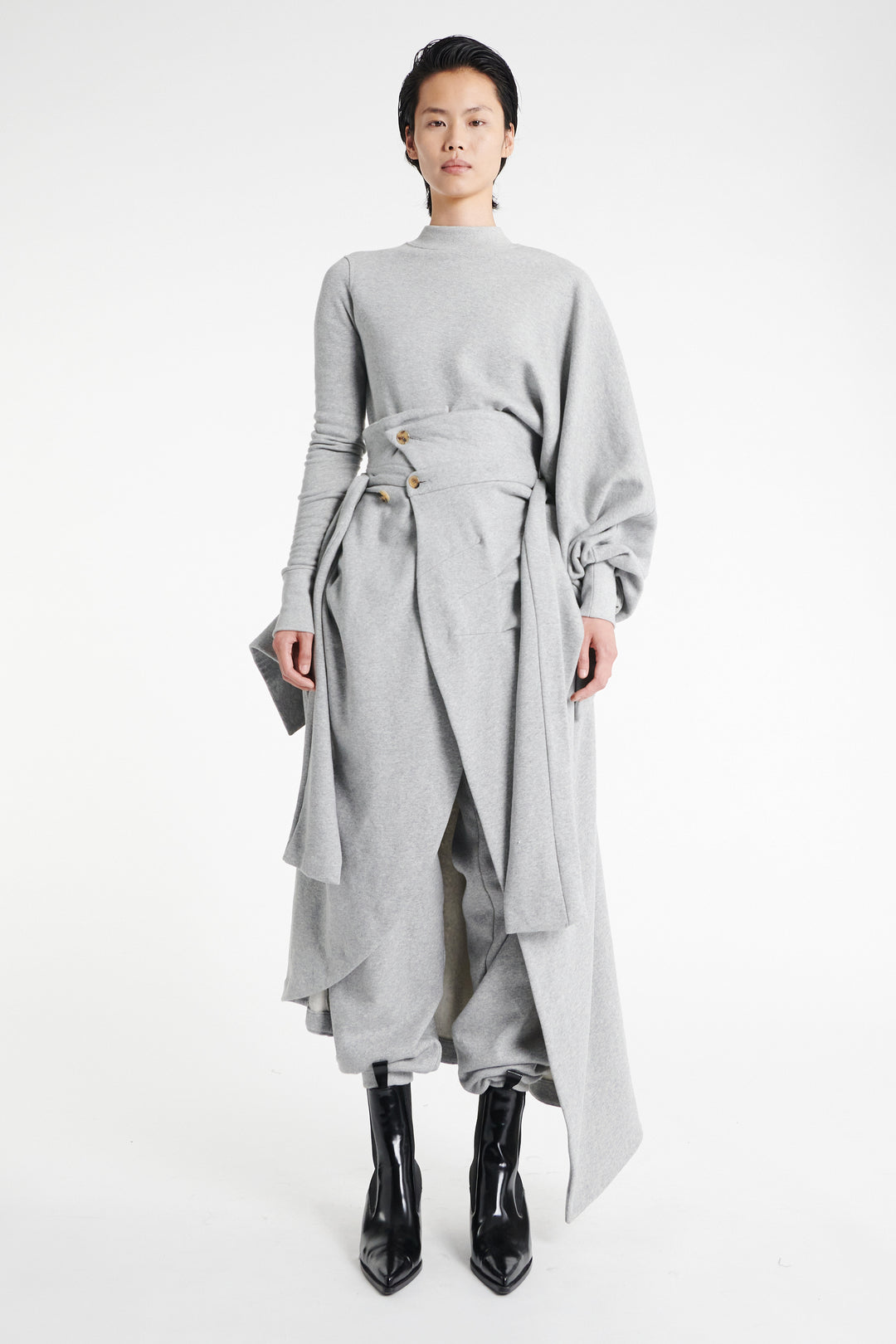 Jersey Jogger With Attached Shirt Skirt Grey Melange