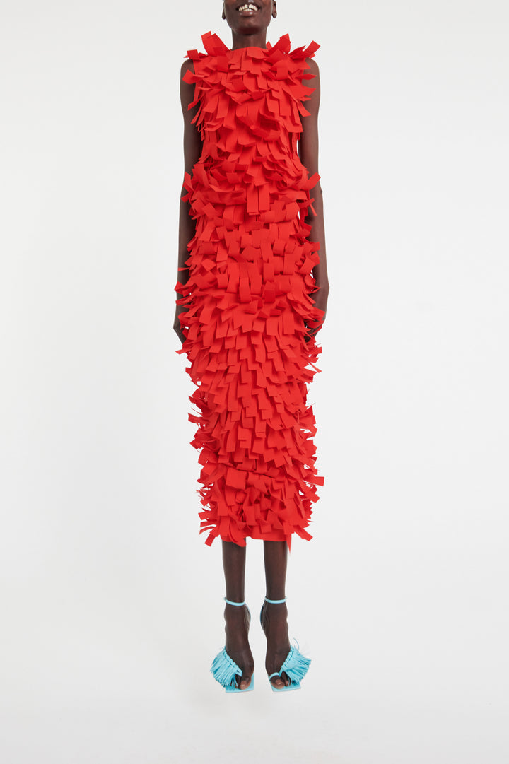 Multi Rectangle Skirt Red