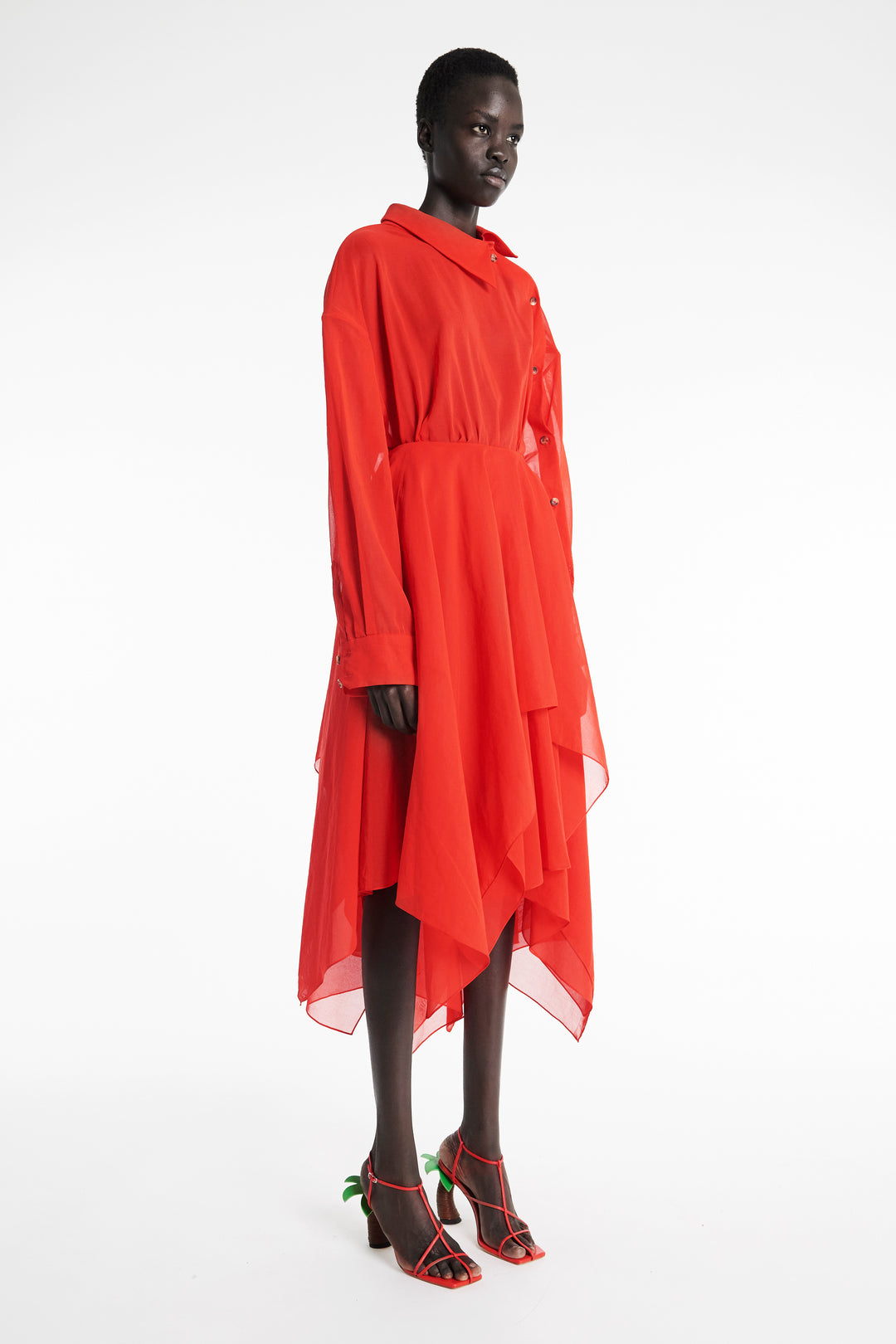 Organza Shirt Dress Red