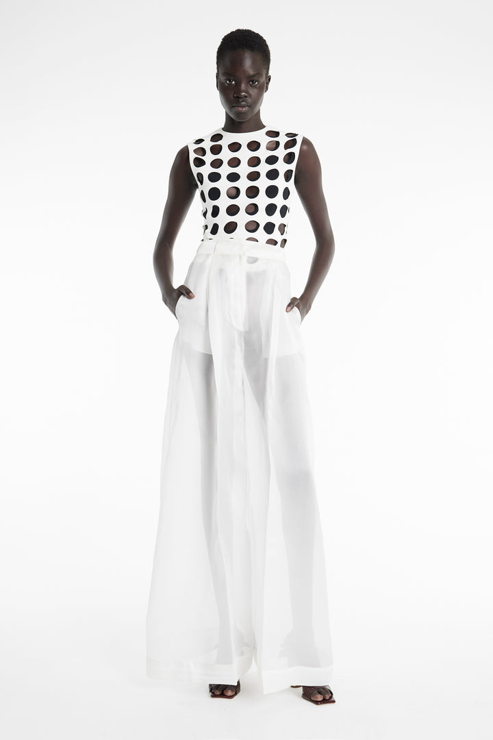 Organza Wide Leg Pants White