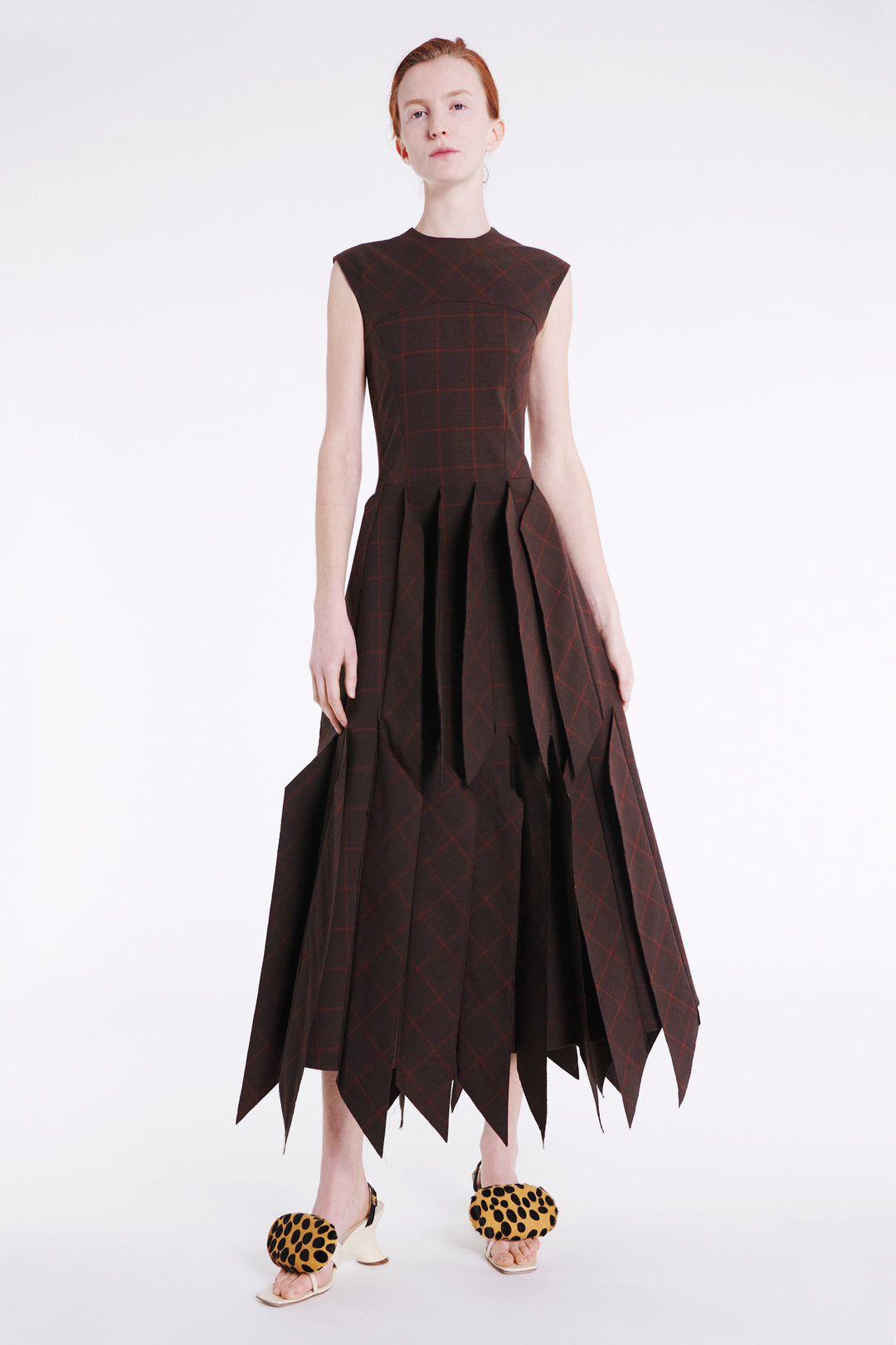 Dress With Panel Brown Check
