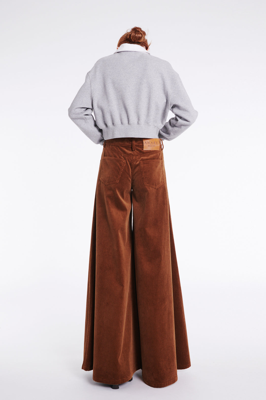 Cord Wide Leg Jean Trousers Tan