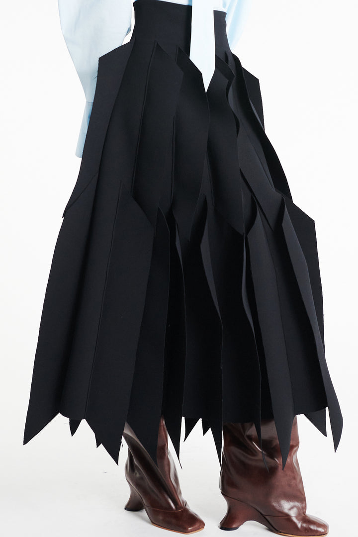 Skirt With Panel Applique Black