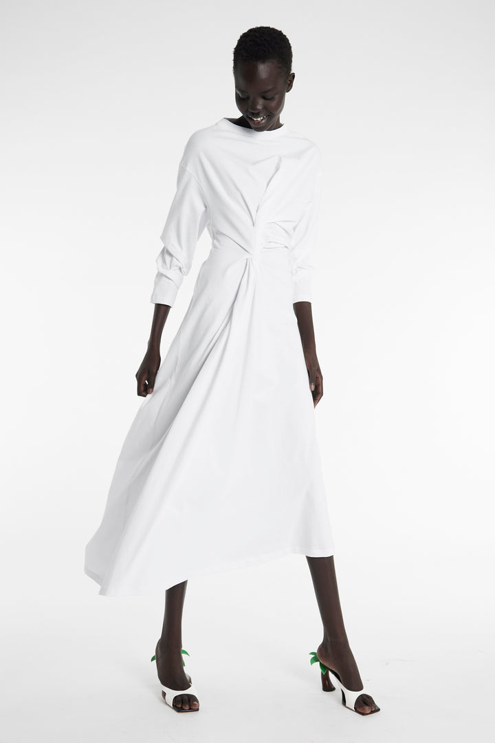 Knotted Jersey Dress White