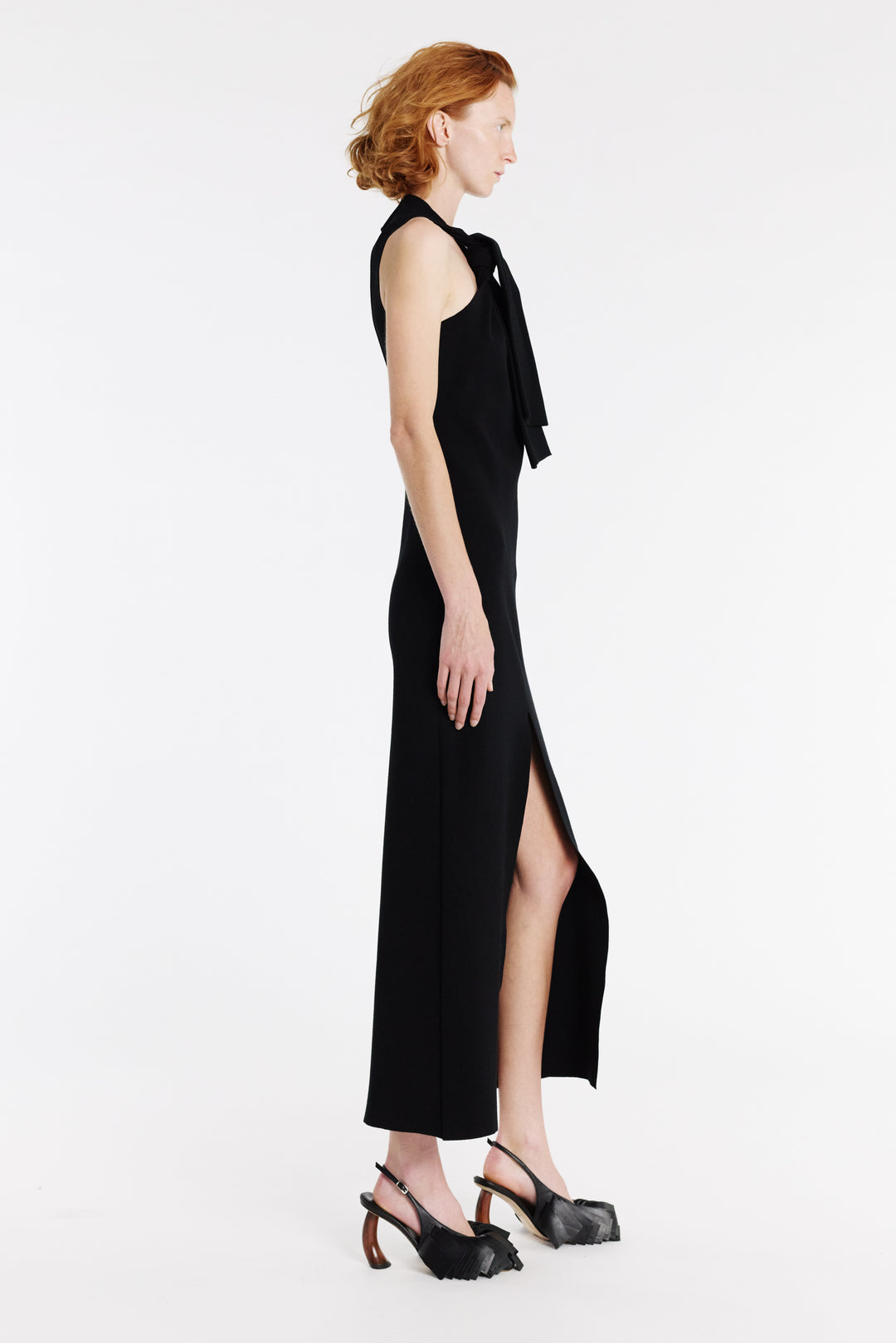 Knit Dress With Neck Tie Black