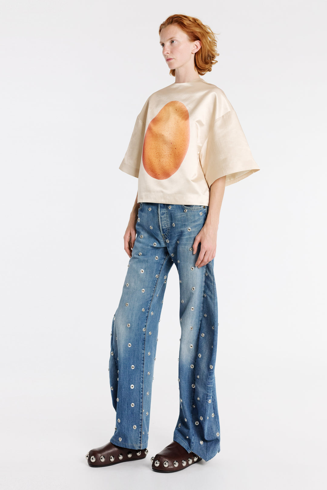 Boiled Egg Satin Top Peach