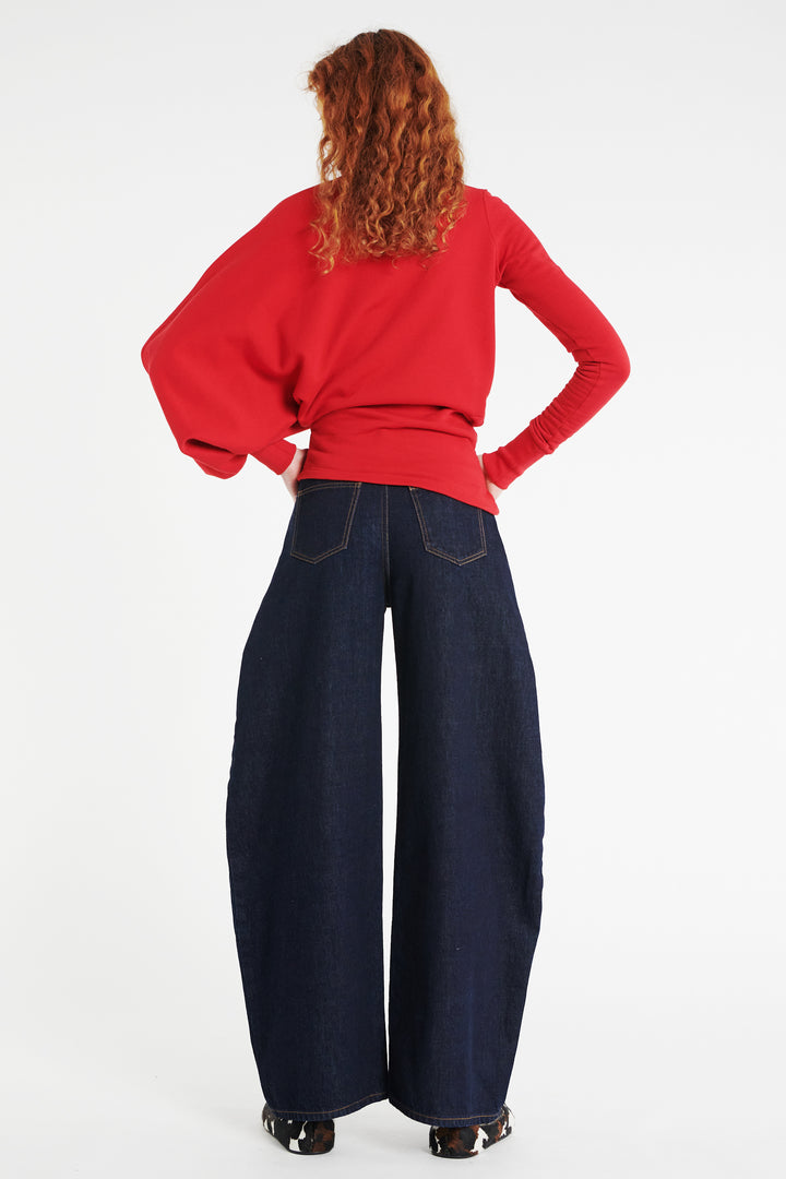 Slouched Sleeve Sweatshirt Red