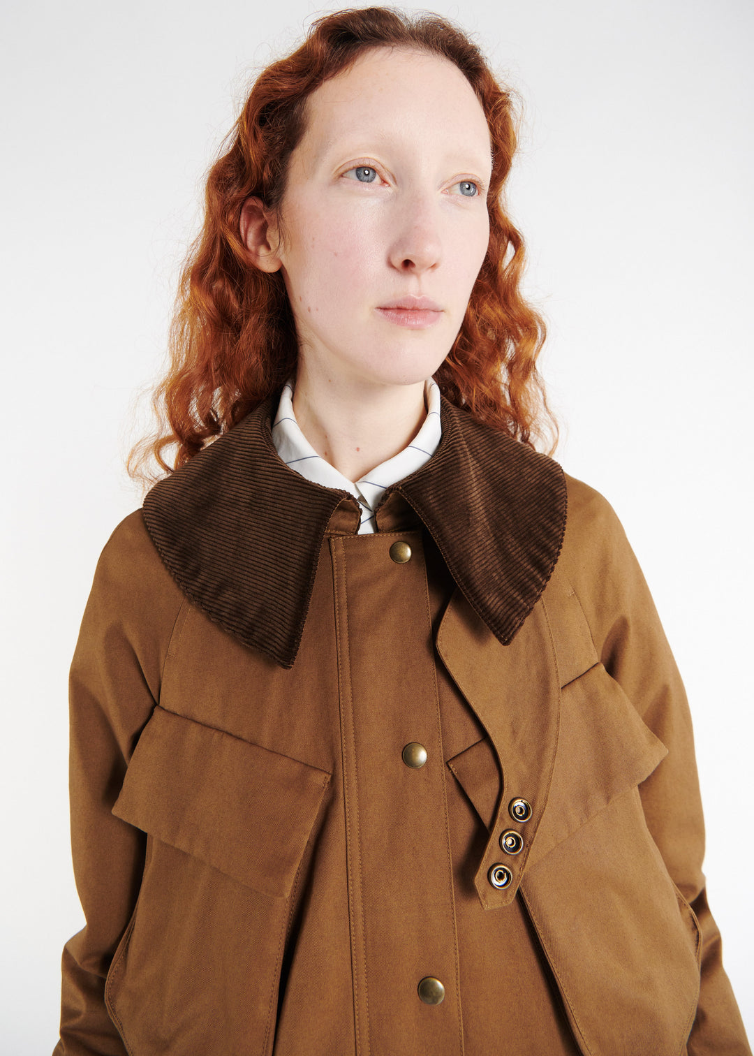 Long Flared Trench With Pockets Khaki Brown