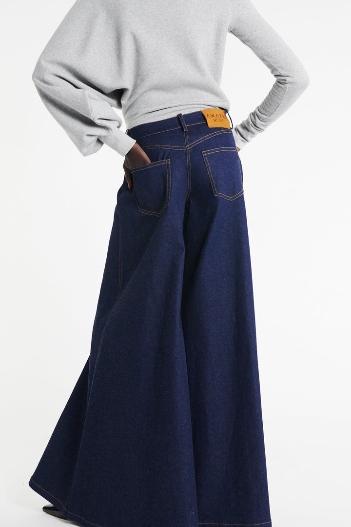 Wide Leg Denim Indigo Rinse Wash