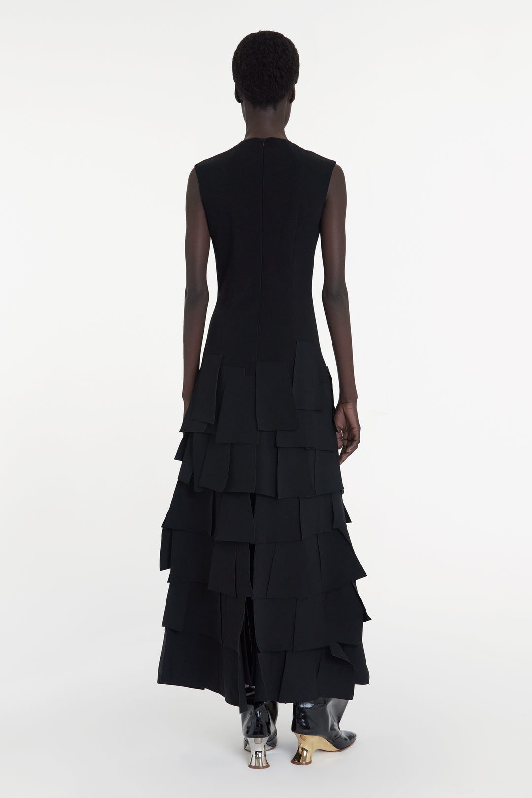 Sleeveless Dress With Laser Cut Elements Black