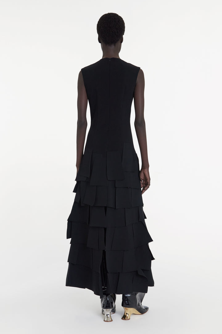 Sleeveless Dress With Laser Cut Elements Black