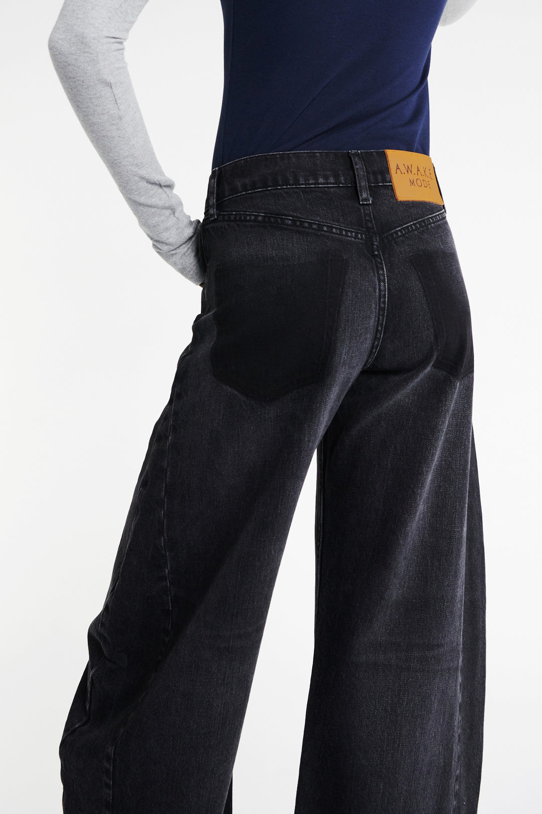 Denim Jeans With Inserts Washed Black