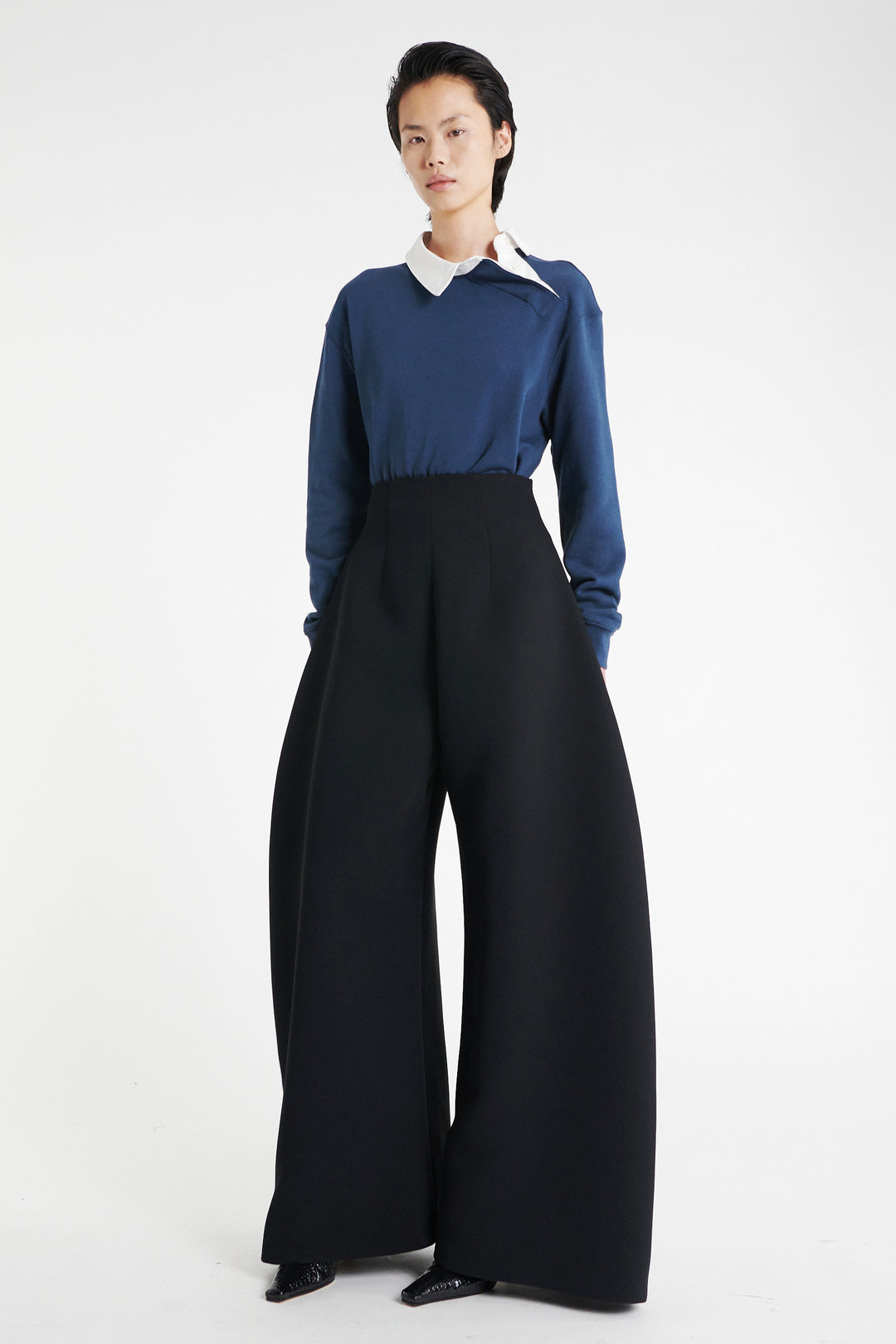 High Rise Rounded Trousers Black