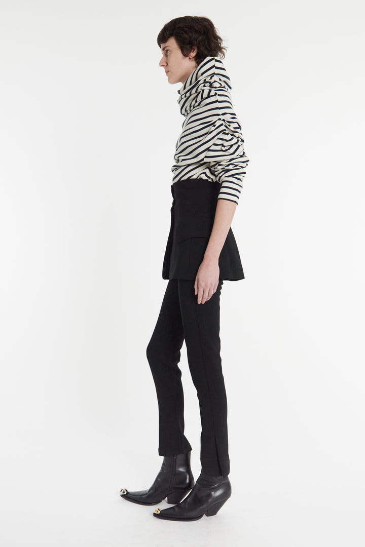 Slim Leg Trouser With Basque Detail Black