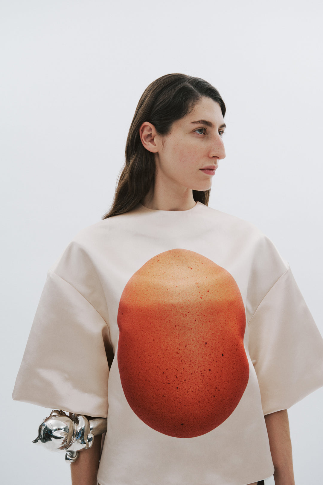 Boiled Egg Satin Top Peach