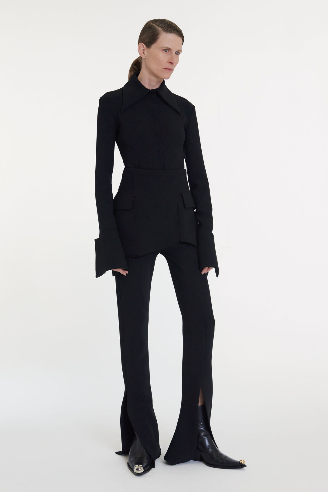 Fitted Pants With Basque Detail Black | Luxury Womenswear
