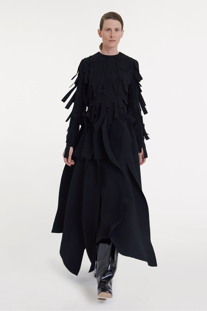 Multiple Asymmetric Panels Skirt Black