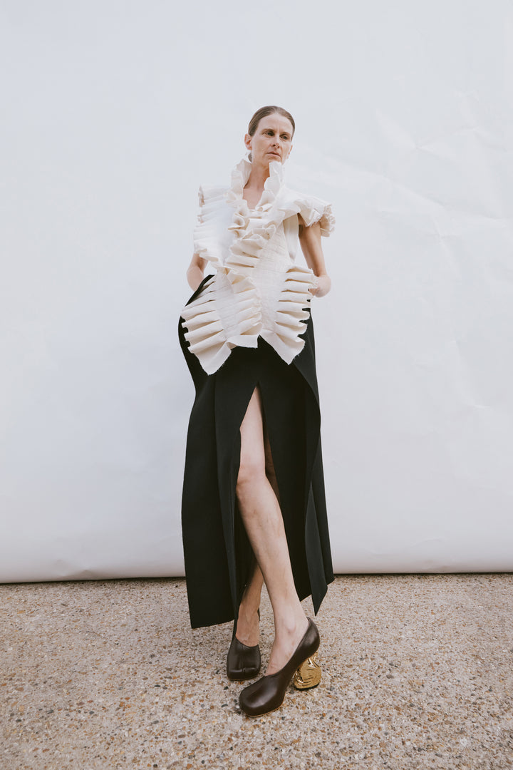 Long Hip Panelled Skirt Black