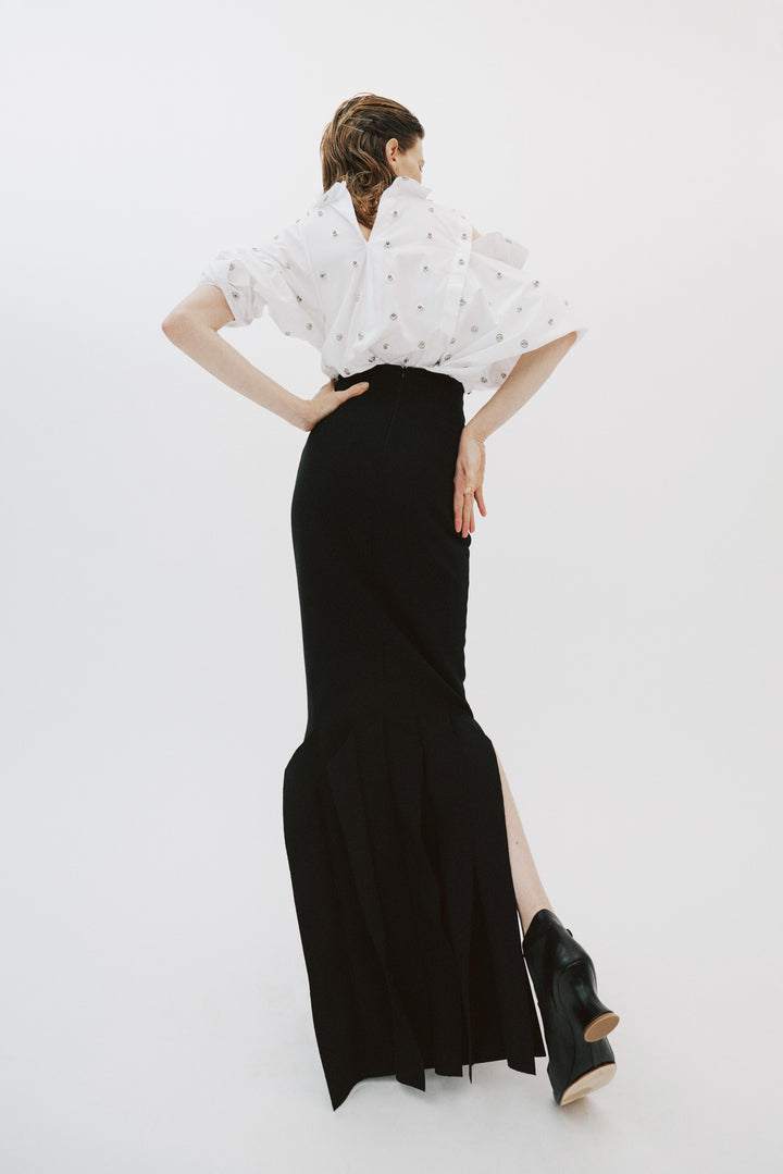 Studded Double Collar Shirt White