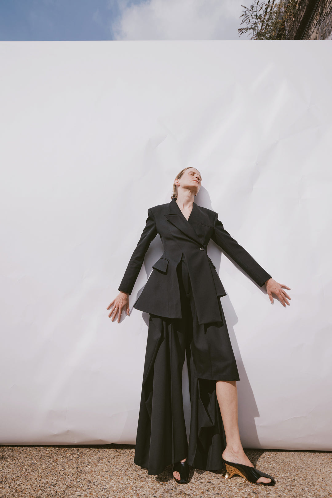 Slit Knee Trousers Black