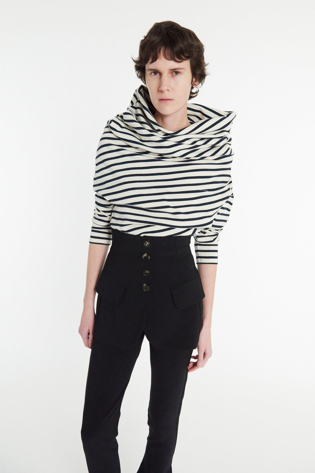 Slim Leg Trouser With Basque Detail Black