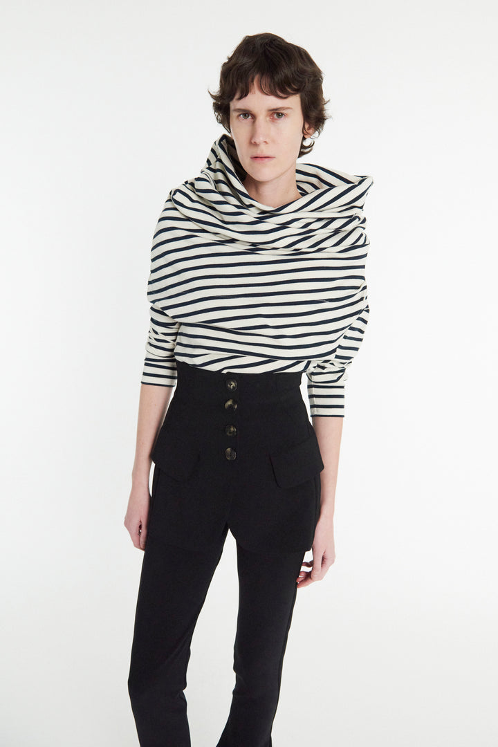 Slim Leg Trouser With Basque Detail Black