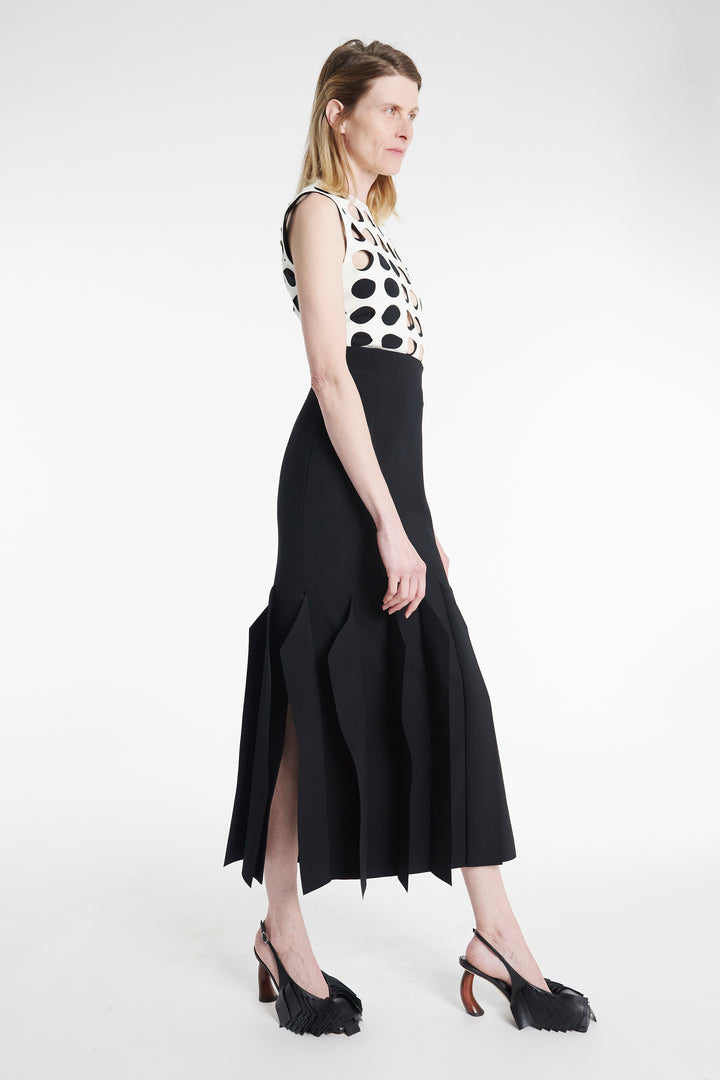 Midi Length Skirt With Hem Panel Detail Black