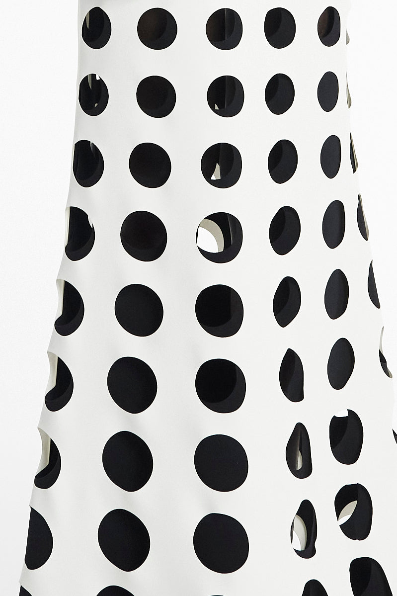 Layered Circular Cutouts Skirt White Black