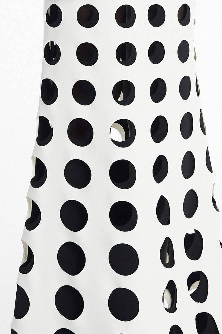 Layered Circular Cutouts Skirt White Black