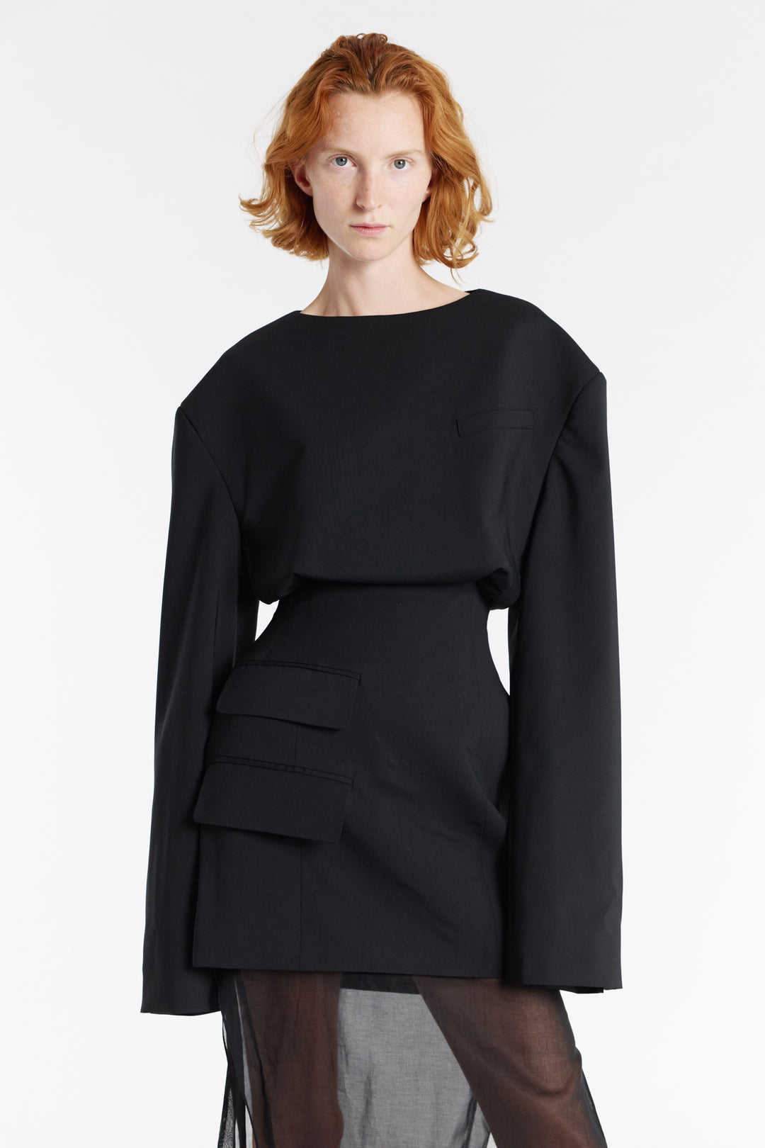 Basque Skirt With Organza Layer Black