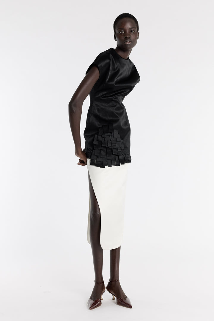 Satin Top With Rectangle Detail Black