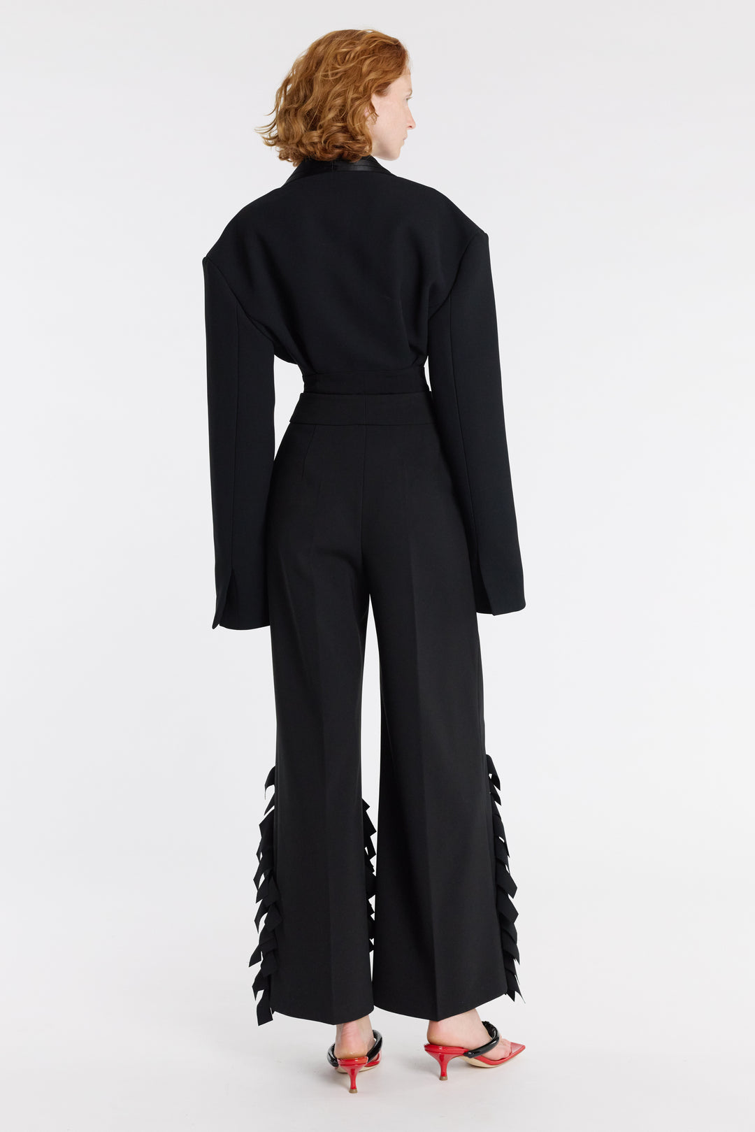 Cummerbund Collar Tuxedo Top Black