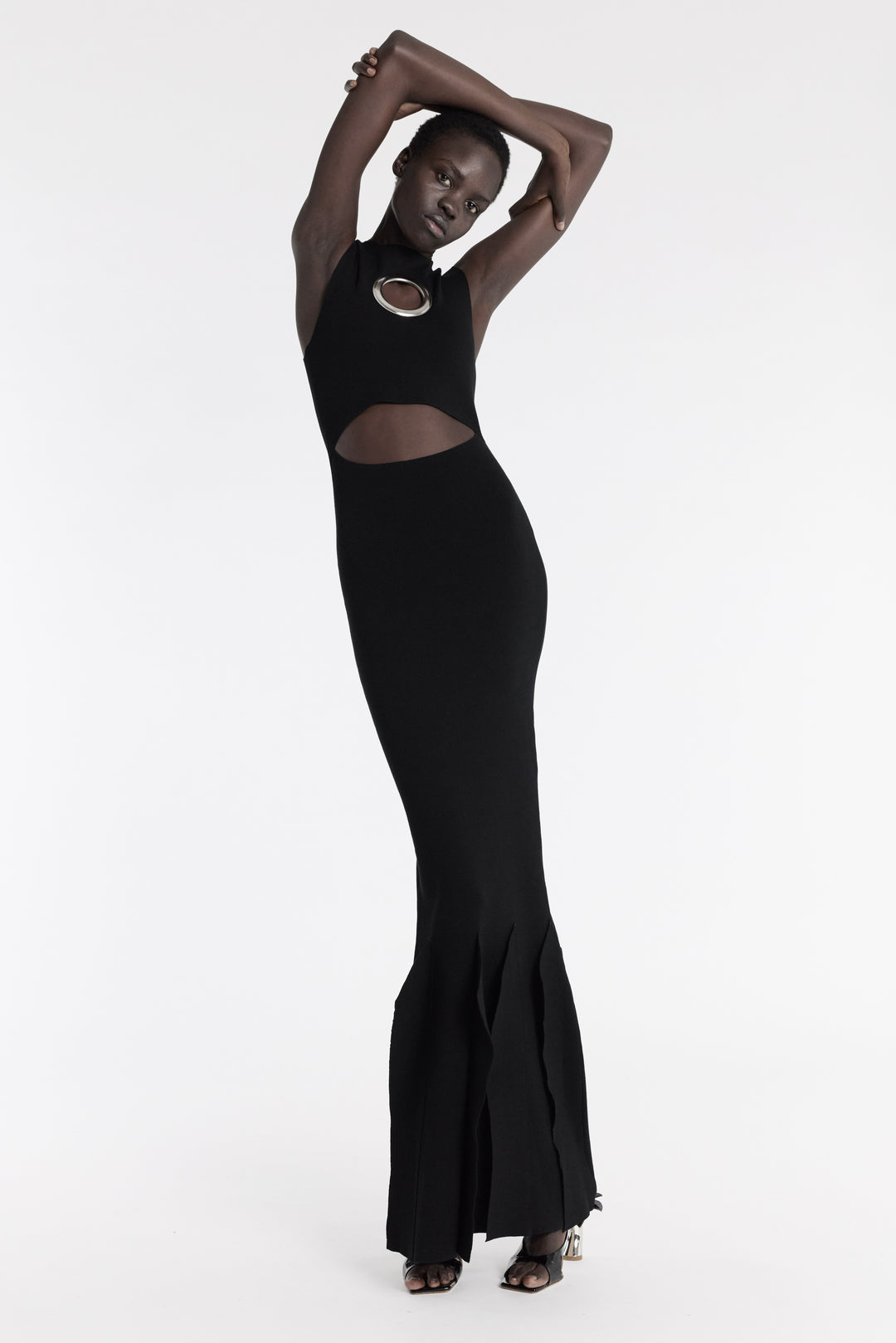 Knit Dress With Hem Panel Detail Black