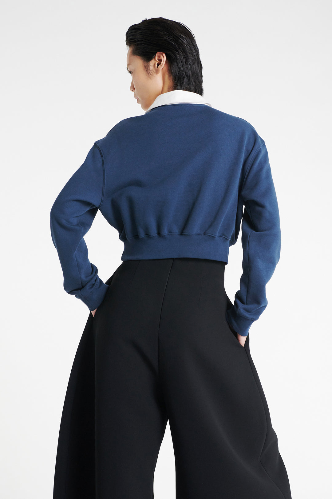 High Rise Rounded Trousers Black