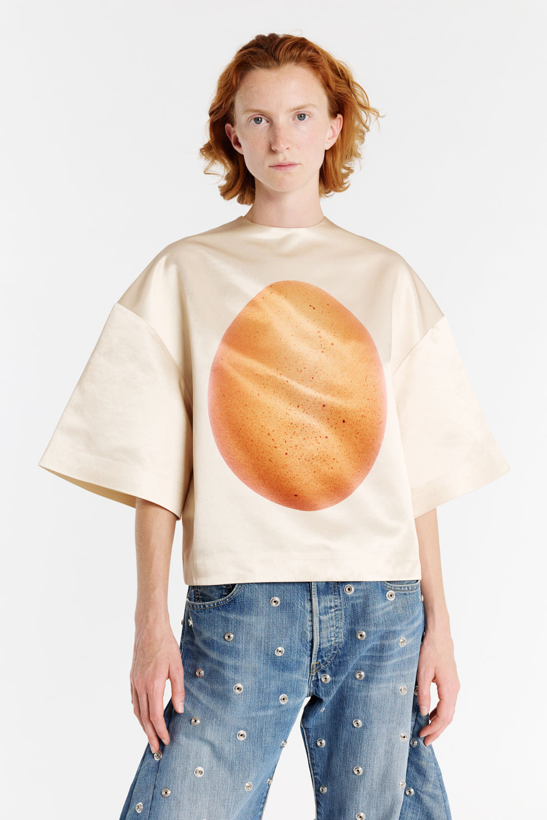Boiled Egg Satin Top Peach