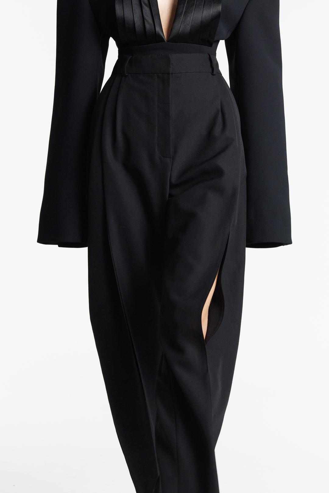 Trousers With Vertical Knee Slits Black