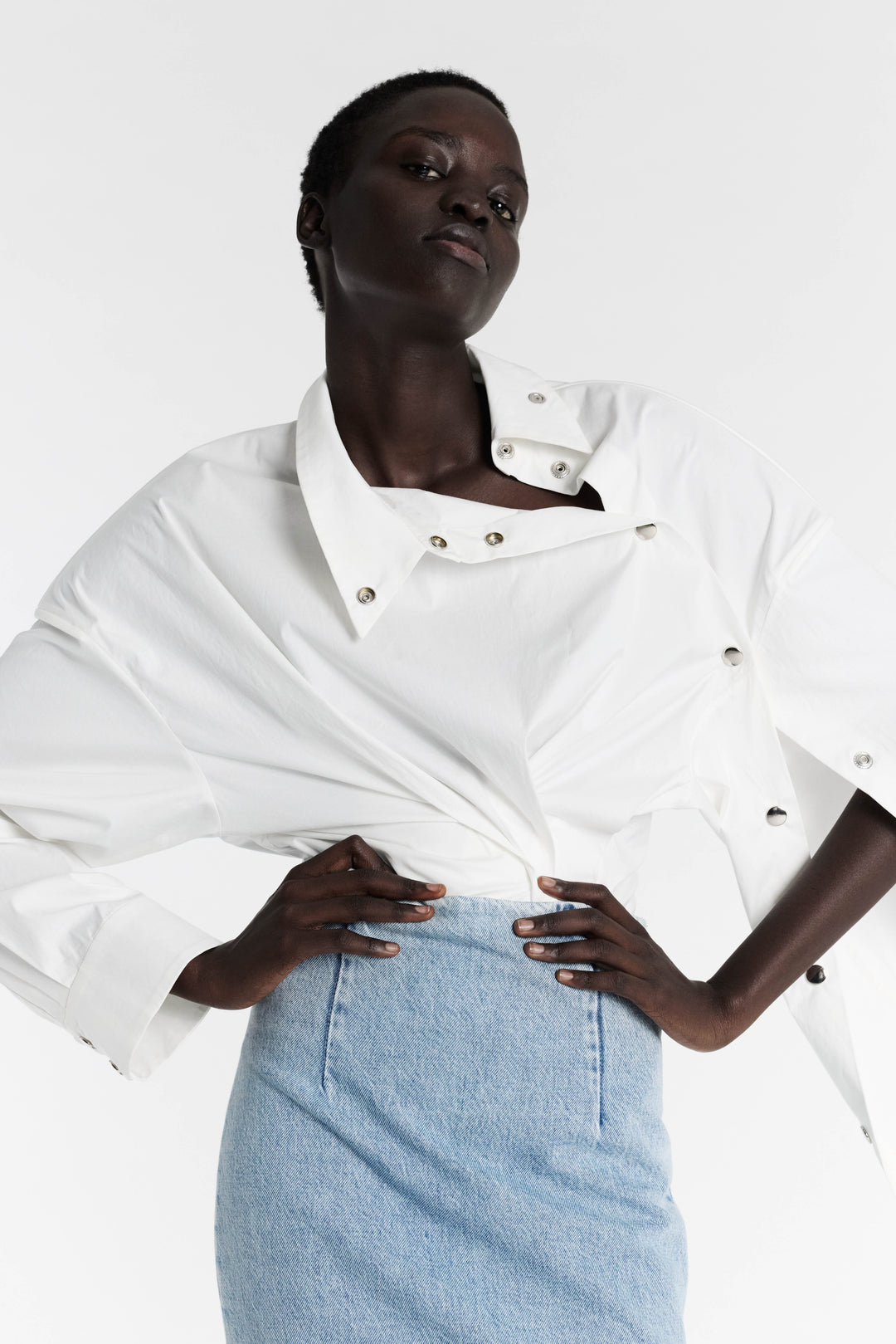 Asymmetric Collar Shirt White